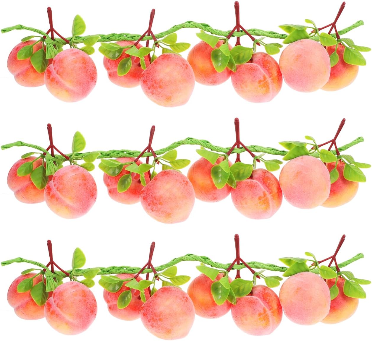 Kichvoe 3Pcs Artificial Peach Pendant String 19.68In Lifelike Faux Peaches Hanging Decoration for Home Kitchen Party Photo Prop
