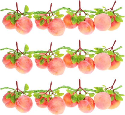 Kichvoe 3Pcs Artificial Peach Pendant String 19.68In Lifelike Faux Peaches Hanging Decoration for Home Kitchen Party Photo Prop