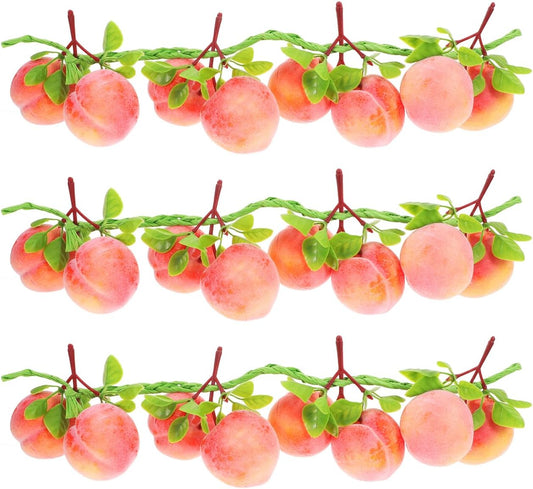 Kichvoe 3Pcs Artificial Peach Pendant String 19.68In Lifelike Faux Peaches Hanging Decoration for Home Kitchen Party Photo Prop