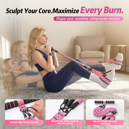 Upgraded Pedal Resistance Band with Handle, Adjustable Exercise Bands for Home Workout, Portable Fitness Equipment for Abs, Arms, Legs & Full Body Training