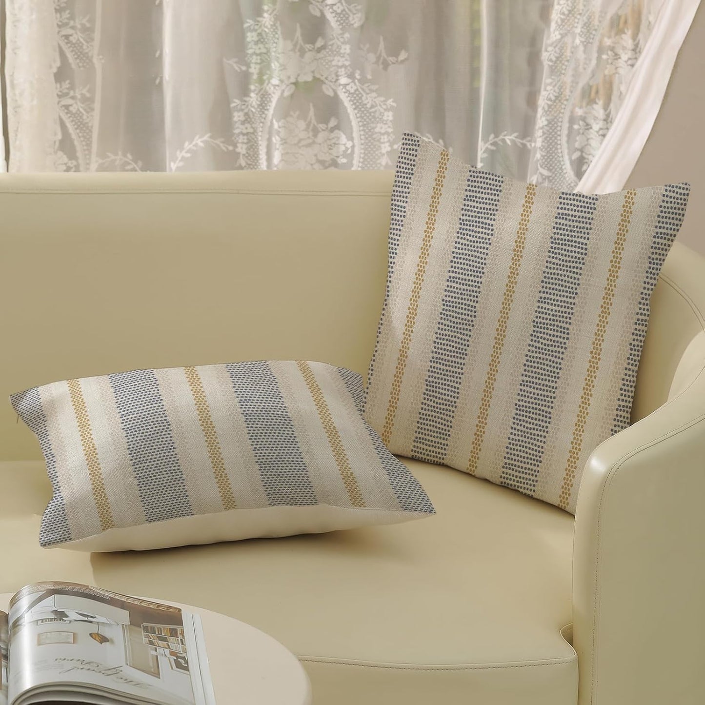 Pink Sage Green Pillow Covers 18x18 Inch 2 Pcs Boho Preppy Polka Dots Striped Decor Throw Pillows Modern Geometric Outdoor Farmhouse Decoration Pillowcase Linen Cushion Cover for Couch Sofa