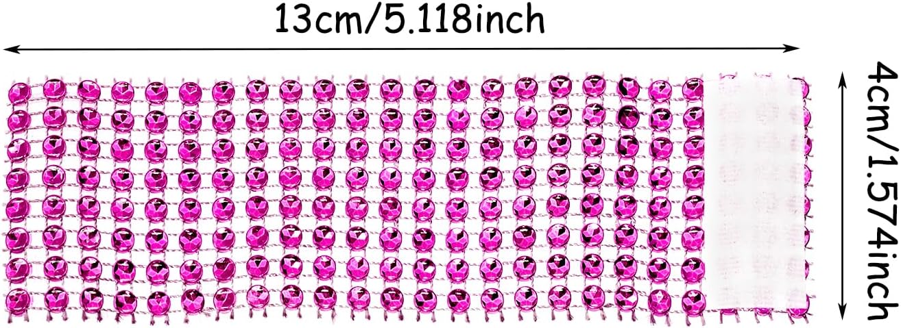 Napkin Rings Bulk Penta Angel 50pcs Adjustable Self Adhesive Tapes Rhinestone Napkin Holders for Rolling Tableware Wedding Christmas Graduation Party Table Decoration (Rose Pink, 4×13cm)