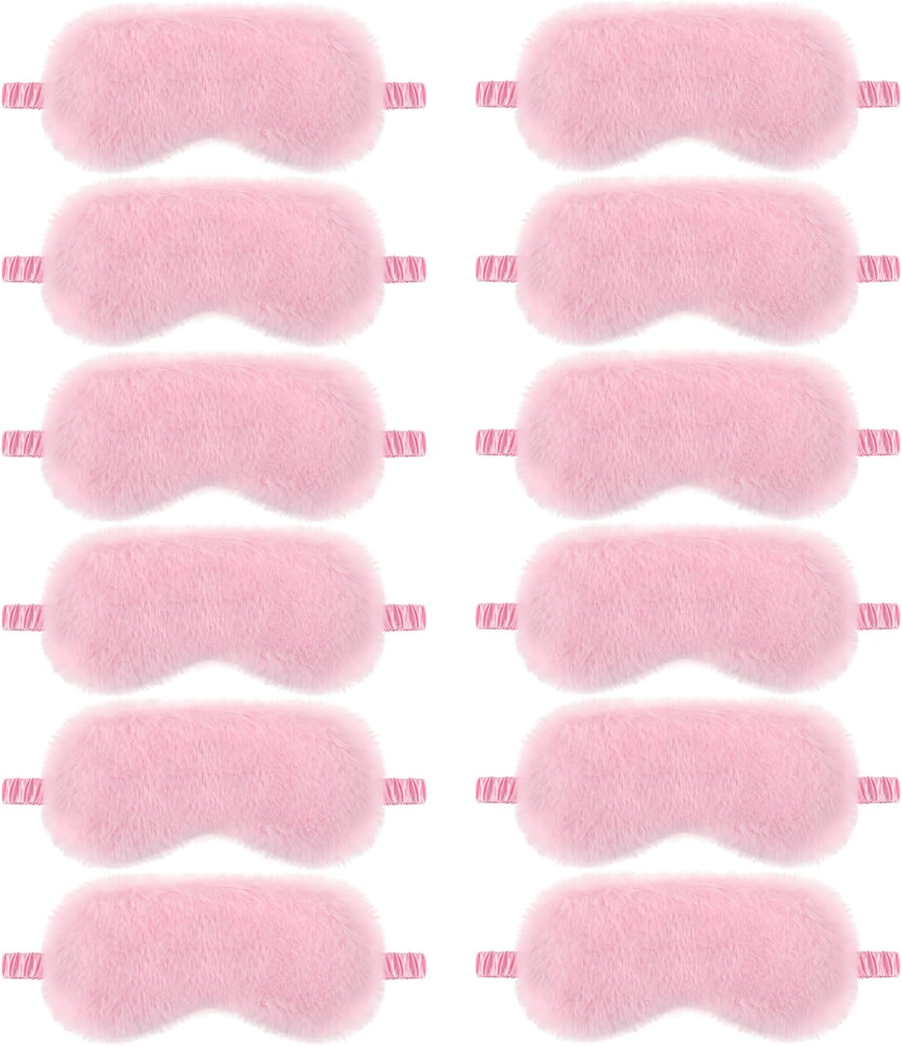 12 Pcs Plush Sleep Eye Mask Bulk Pink Soft Sleeping Blindfold Eye Cover Comfortable Furry Faux Fur Sleeping Mask for Women Gift Travel Nap Sleepover Party Supplies
