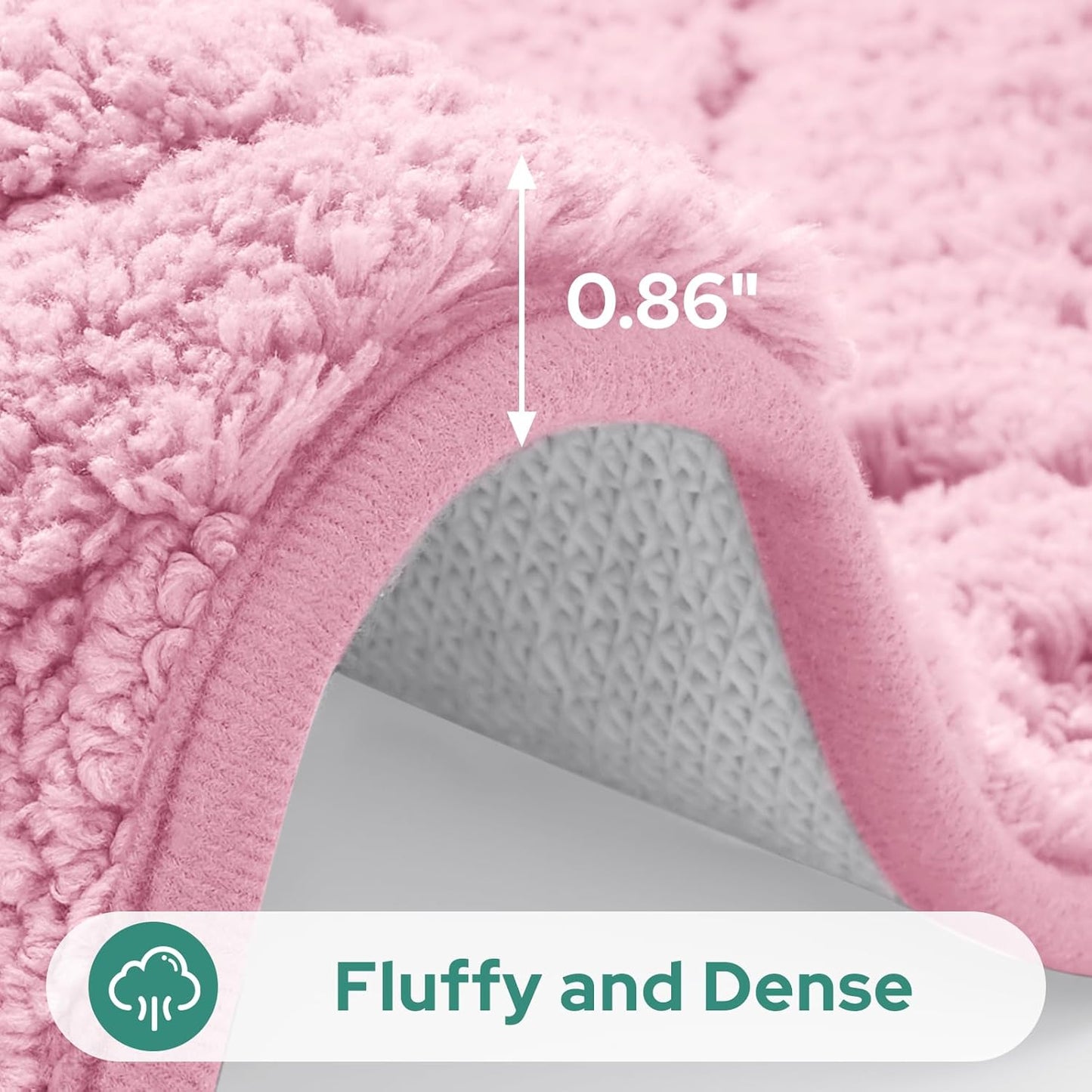 HOMEIDEAS Light Pink Bathroom Rug Set 2 Piece, Soft Microfiber Tufted Bath Mats, Super Absorbent Non Slip, Machine Washable Bathroom Rugs for Tub, Shower and Floor, 20" x 32" Plus 16" x 24"