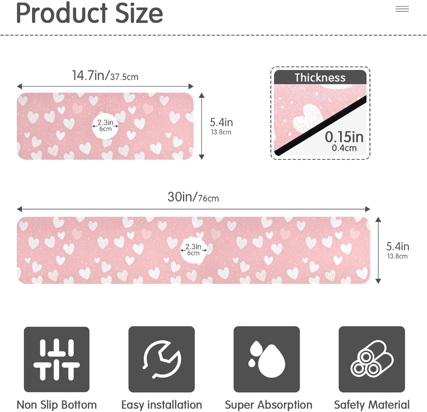 Light Pink Heart Valentines Day Faucet Drying mat Silicone Kitchen Faucet Mat Sink Splash Guard Drip Catcher Dish Soap Sponge Holder for Guard Bathroom Farmhouse M
