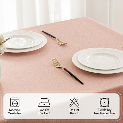 MIULEE Pink Rectangle Linen Polyester Tablecloth with Decorative Cutouts Spring Waterproof Stain Resistant & Shrink-Proof Table Cloth 52x70 inch Farmhouse Style for Dining Wedding and Outdoor