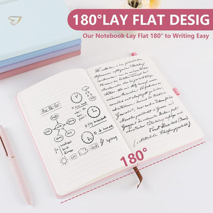 A5 Lined Journal Notebook, Hardcover Note Book Leather Journals for Girls Women,Cute Heart Pattern Design A5 Diary Notepad for Work, School, Note Taking, Business (Pink)