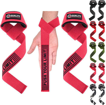 QTF Lifting Wrist Straps for Weightlifting, Gym Wrist Wraps Padded Wrist Support Wraps, Bodybuilding, Powerlifting, Deadlifting and Secure Grip