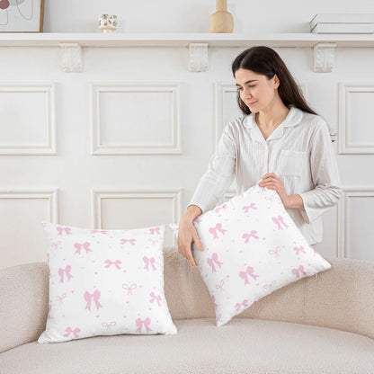 Feelyou Light Pink Bow Throw Pillow Covers Set of 2 Cute Princess Bowknot Cushion Case Kawaii Love Heart Pattern Decor Pillowcase Indoor Outdoor Super Soft 22 x 22-Inch