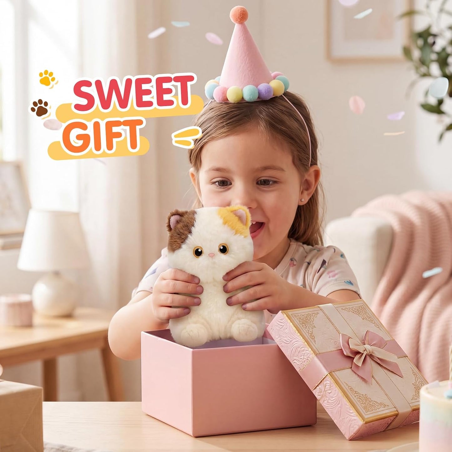 PEACH CAT Calico Cat Stuffed Animal Cute Plush Keychain for Backpack Small Plush Pendant Toys Bag Charms Gifts for Kids & Adults