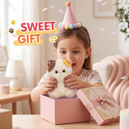 PEACH CAT Calico Cat Stuffed Animal Cute Plush Keychain for Backpack Small Plush Pendant Toys Bag Charms Gifts for Kids & Adults