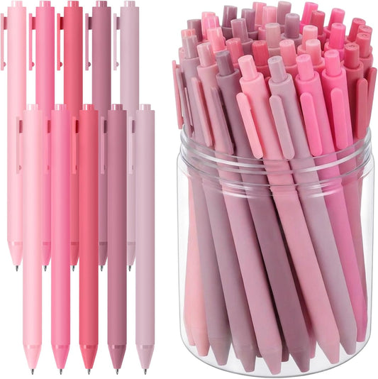 Crtiin 30 Pcs Gel Pens Bulk, 0.5mm Fine Point Black Ink Pen with Assorted Colored Retractable Quick Dry Pens for Office School Journaling, Server, Classroom, Back to School Supplies (Light Pink)
