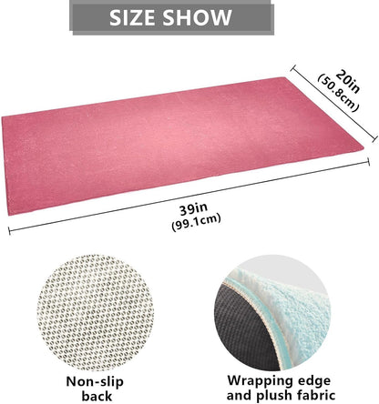 Plain Pink Solid Color Bath Mat, Dry Quickly Non Slip Absorbent Bath Rug, Soft Living Room Bedroom Home Floor Mats, Bath Mats for Bathroom, Tub and Shower 20" x 39"