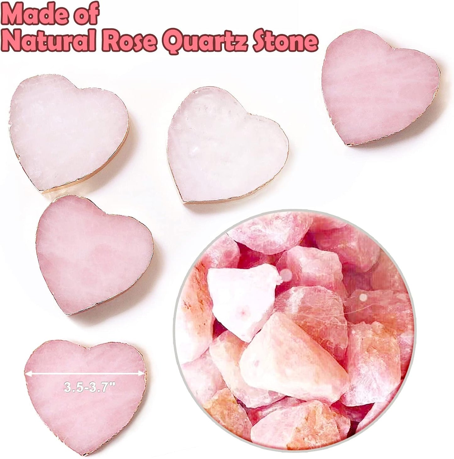 Rose Quartz Agate Heart Pink Geode Stone Drink Coaster Gift Box 1 Pcs, Crystal Decoration for Birthday, Christmas, Valentine's Day, Wedding, Coffee Table