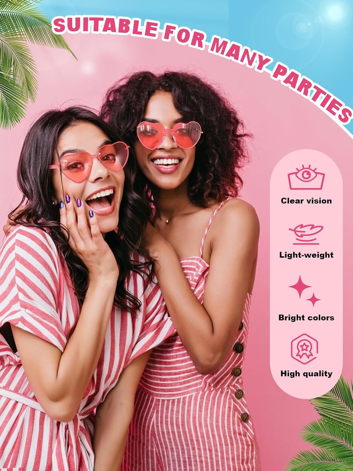 12 Pairs Heart Shaped Sunglasses for Women Colorful Glasses Fun Trendy Transparent Heart Sunglasses Party Favor