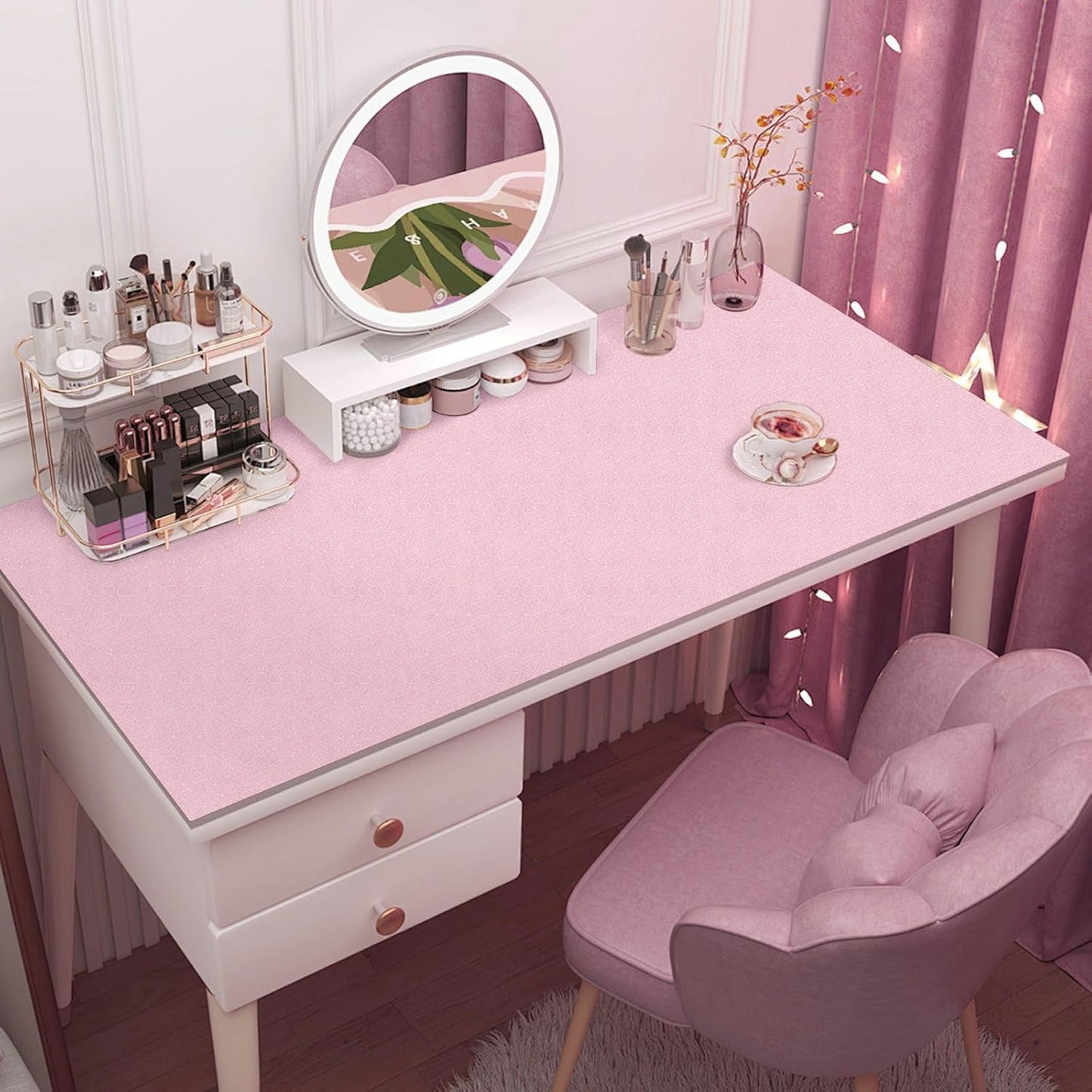 Abyssaly 15.7 inch X 118 inch Pink Wallpaper Embossed Self Adhesive Peel and Stick Removable Home Decorative Vinyl Film Cabinet Furniture Countertop Solid Color Shelf Paper Silk