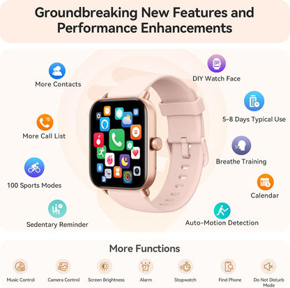 Smart Watch for Women Android & iPhone, Alexa Built-in, IP68 Waterproof Activity Fitness Tracker with Bluetooth Call (Answer/Make), 1.8" Smartwatch with Heart Rate/SpO2/Sleep Monitor, 100+ Sports Mode | Pink