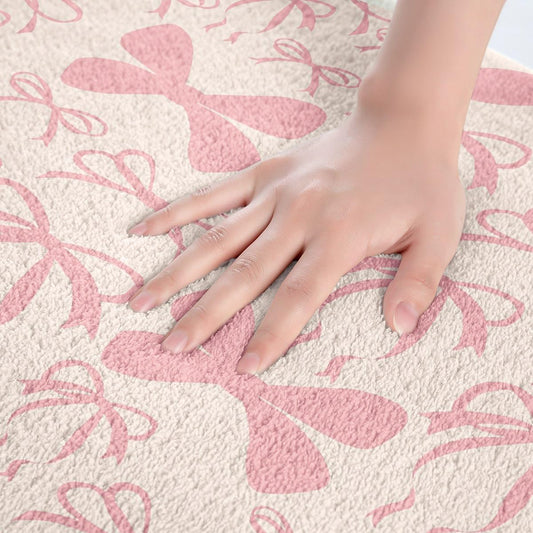 jejeloiu Cute Bowknot Bathroom Rugs 16"x24" Light Pink Girls Bow Bath Mats Kawaii Bathroom Accessories Non-Slip Soft Shaggy Absorben Princess Decor