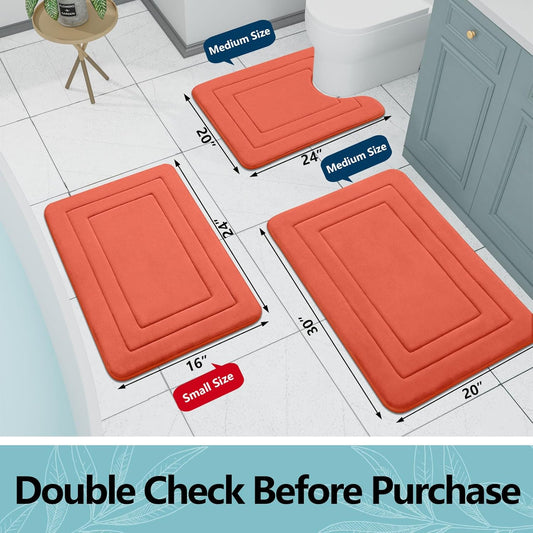 Arotive Memory Foam Bathroom Rug Mat 36x24, Ultra Soft and Absorbent Bath Mat, Machine Wash Dry, Comfortable Bath Rug Carpet for Bathroom Floor, Tub and Shower, Coral