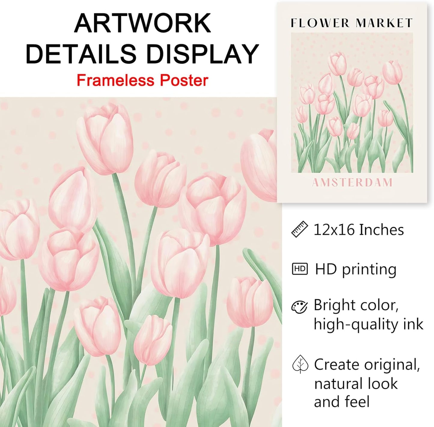 Flower Market Print Pink Tulip Floral Wall Art Pastel Prints Flower Posters Aesthetic Floral Prints Matisse Painting Artwork for Walls Pink Flower Posters Flower Market Pink Wall Art 12x16inchx3 No