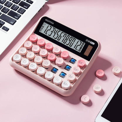 Desk Calculator, 12 Digit Large LCD Display, Big Buttons, Ergonomic 15° Tilt, Real Mechanical Keypad, Desktop Calculator for Office and Study
