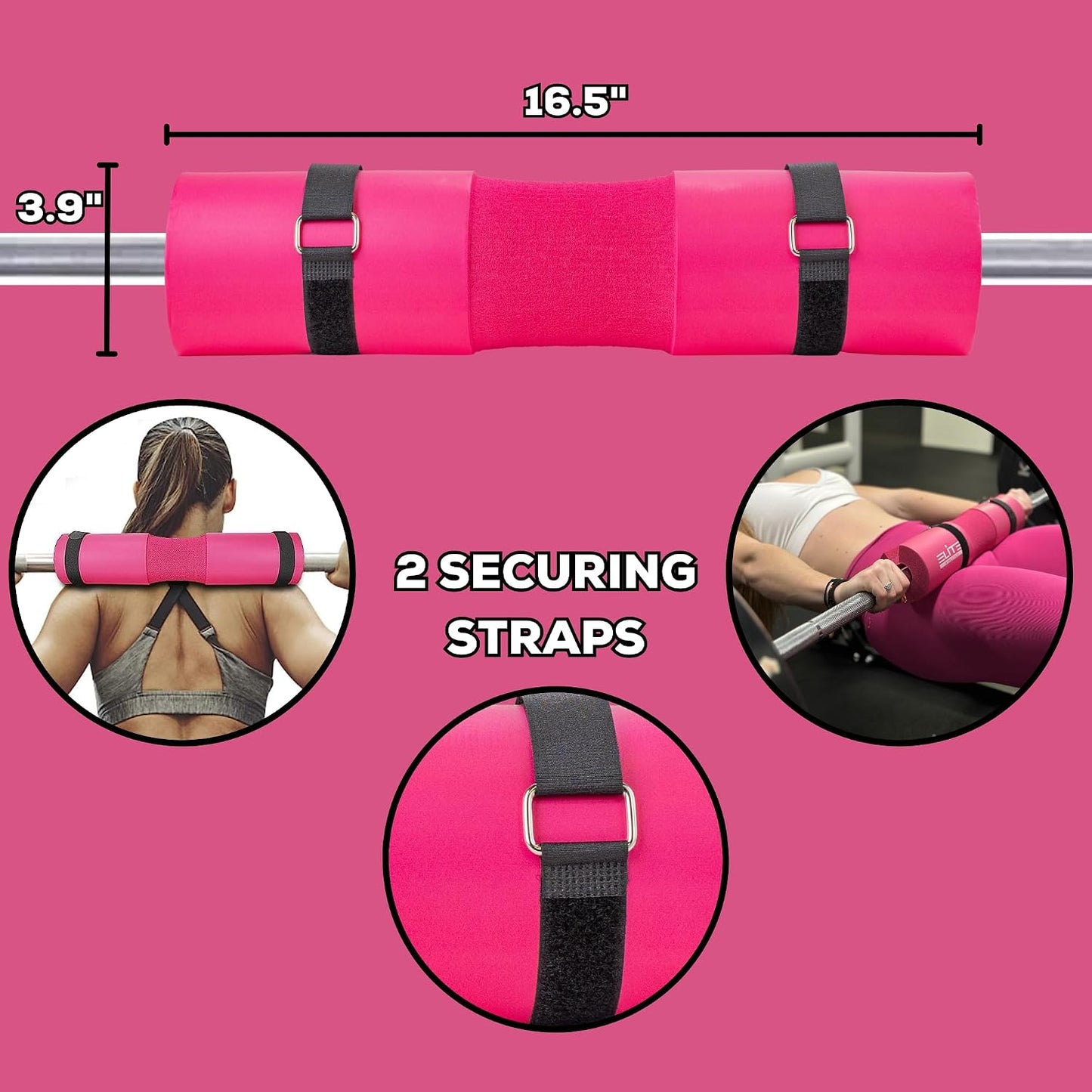 Barbell Hip Thrust Pad Set – PU Leather Bar Pad with Built-In Secure Straps, 2 Ankle Straps for cable machine, 2 Wrist Lifting Straps & Hip Resistance Bands