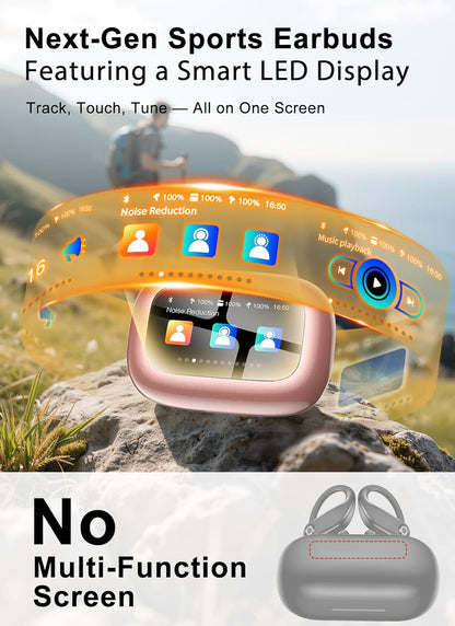 jaddsa Wireless Earbuds, 2026 ENC Noise Cancelling Ear Buds with Smart Touchscreen, Bluetooth 5.4 Headphones, Bass Stereo Sound Over-Ear Earbuds, 5 EQ Modes for Sports/Travel/Gym- Rose Gold