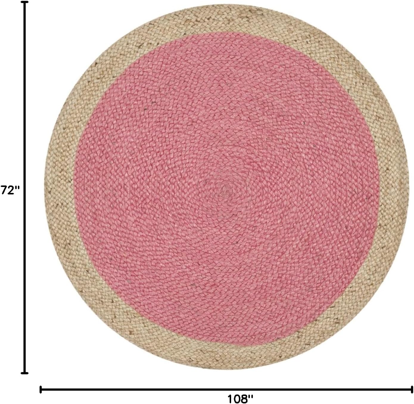SAFAVIEH Area Rug 6x9 Oval - Natural Fiber Collection - Pink & Natural Brown, Handmade Jute, Braided Border Design (NF801P)