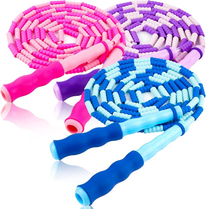 Jump Rope for Kids, 9 Ft Adjustable Jump Ropes for 4 5 6 7 8 10 12, Segmented Soft Beaded Jumping Rope Age 8-12, Tangle Free Skipping Rope for Women Man Fitness Weight Loss