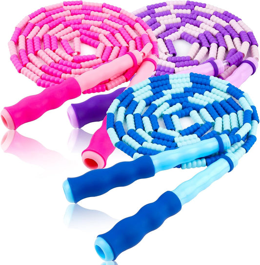 Jump Rope for Kids, 9 Ft Adjustable Jump Ropes for 4 5 6 7 8 10 12, Segmented Soft Beaded Jumping Rope Age 8-12, Tangle Free Skipping Rope for Women Man Fitness Weight Loss