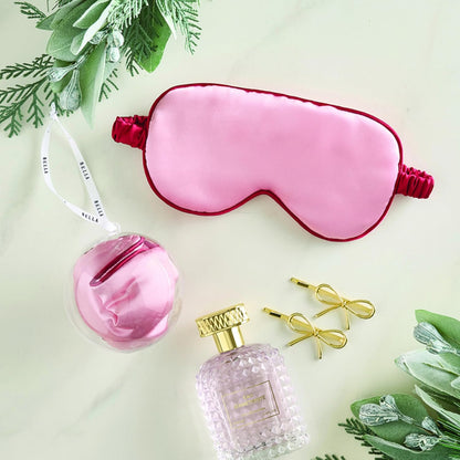 Bella Sleep + Spa Accessories - Soft Silky Eye Masks for Sleeping - Satin Sleep Mask in an Ornament, One Size, Rose Pink