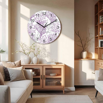 Summer Gradient Pink Purple Ocean Coral Sea Wall Clock Battery Operated Non-Ticking 10" Round Wood Clocks, Kitchen Wall Clock for School Bathroom Living Room Home Office Wall Decor