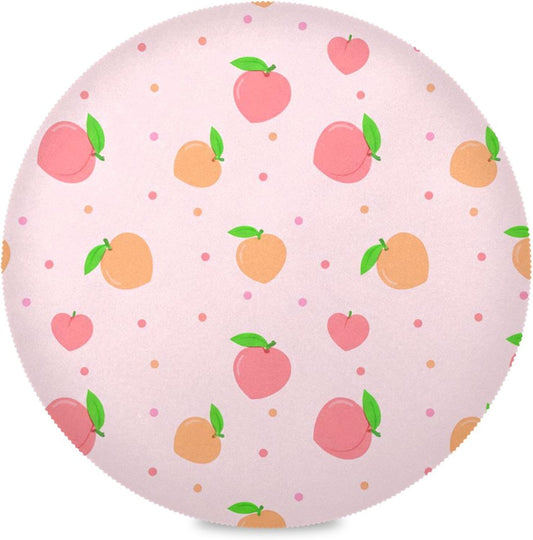 Round Placemats Set of 4 Colorful Peaches Washable Non-Slip Heat Resistant Place Mats, 15.4” Dining Table Place Mats for Kitchen Holiday Party Decoration