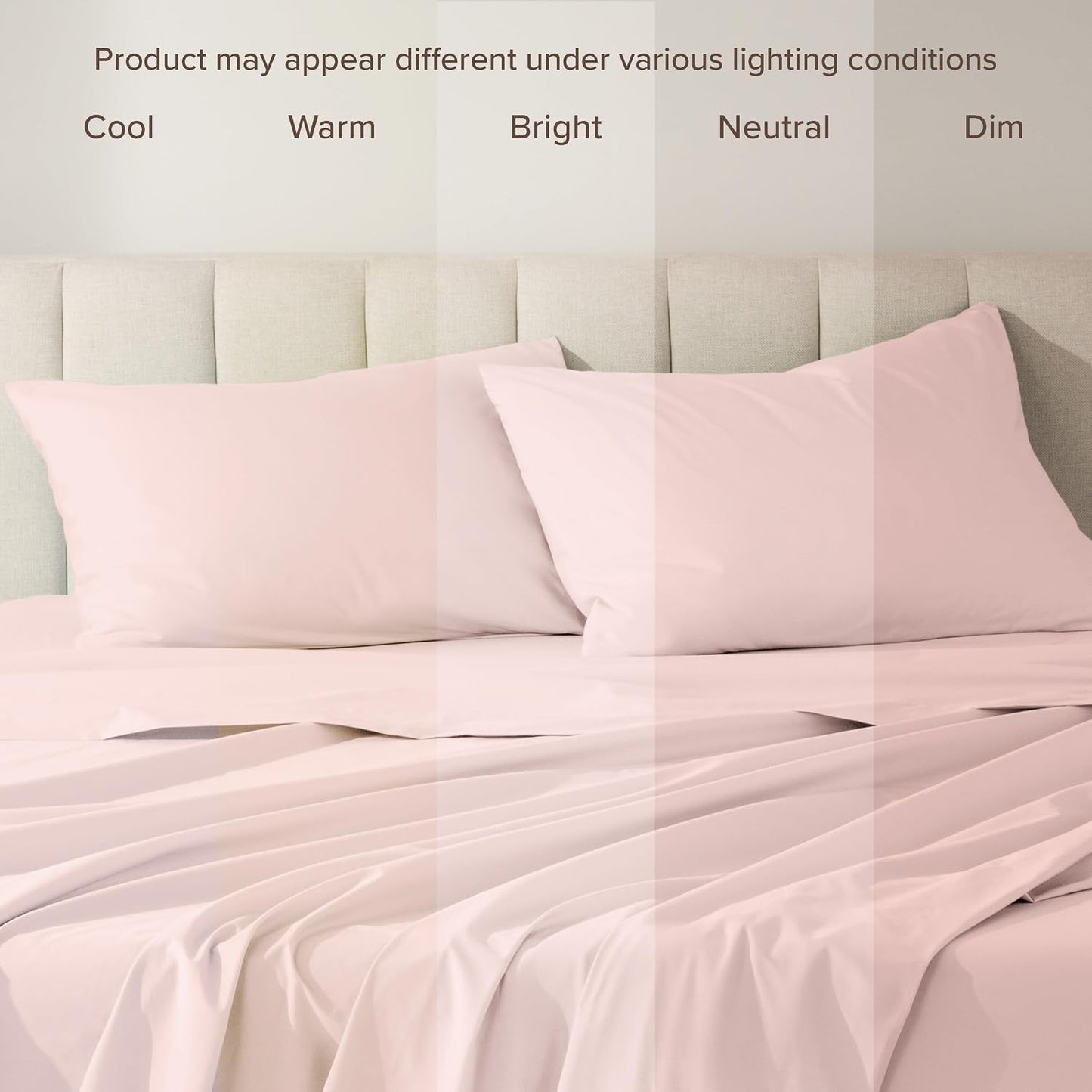 Bare Home 100% Organic Cotton Standard/Queen Pillowcase Set - Crisp Percale Weave - Pillowcases 2 Pack - Lightweight & Breathable (Standard Pillowcase Set of 2, Dusty Pink)