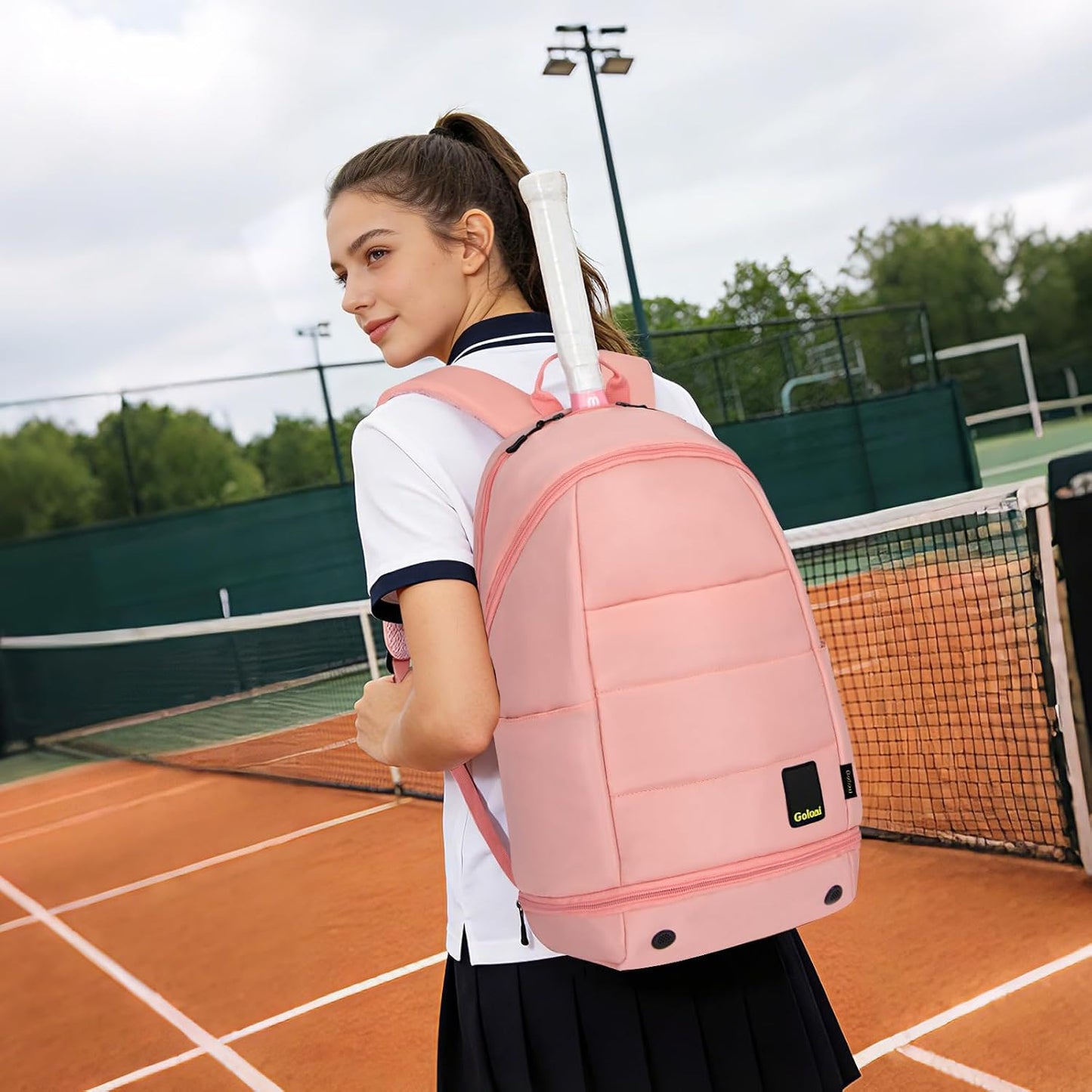Goloni Tennis Backpack for Women, Holds 2 Rackets with Shoe Compartment