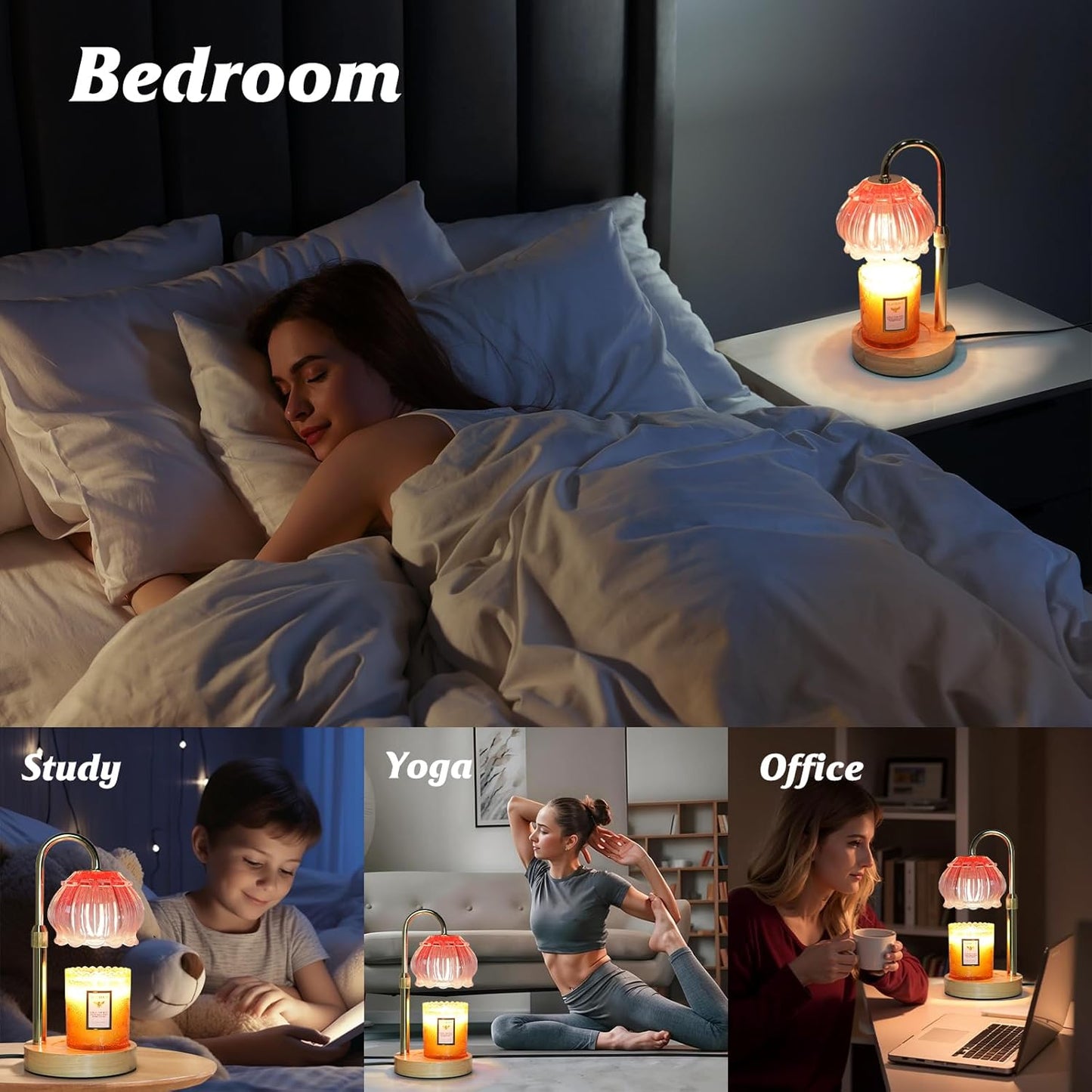 HAIDOLIANG Candle Warmer Lamp with Timer - Adjustable Height and Stepless Dimmable, Birthday Gifts for Women/Mom, Flower - Unique Teacher Appreciation Gifts (Pink)