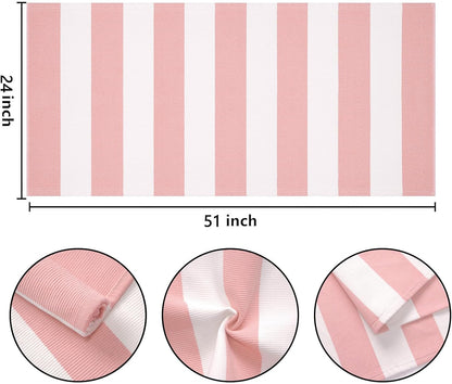 Pink White Outdoor Rug 2'x4',Striped Front Porch Rug Machine Washable Front Door Mat Entryway Throw Rug for Front Porch Indoor Outdoor Doormat