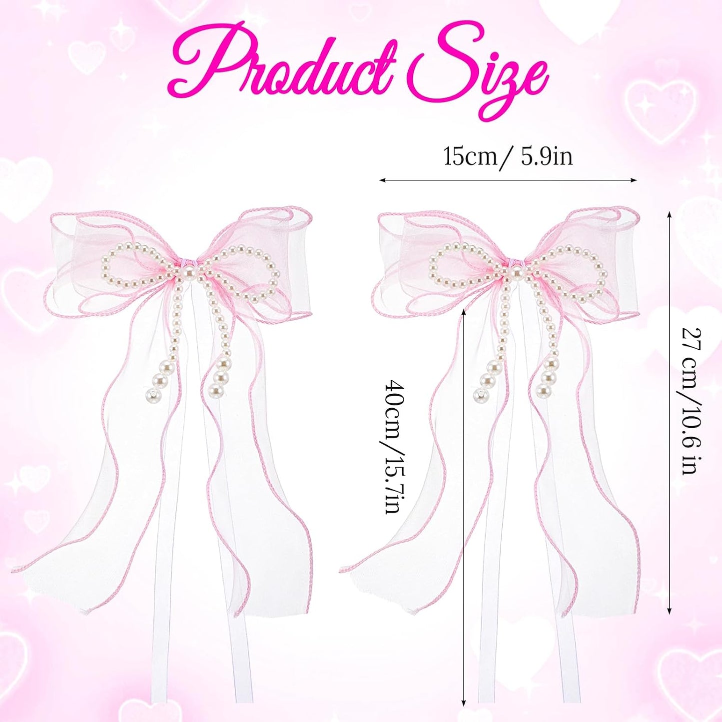 Bowknot Curtain Tiebacks, 2 Pcs Pink Lace Bow Butterfly Tieback with Pearls, Elegant Curtain Holders, Sweet Curtains Holdbacks Buckles for Bedroom Living Room Wedding Party Home Cafe Decoration