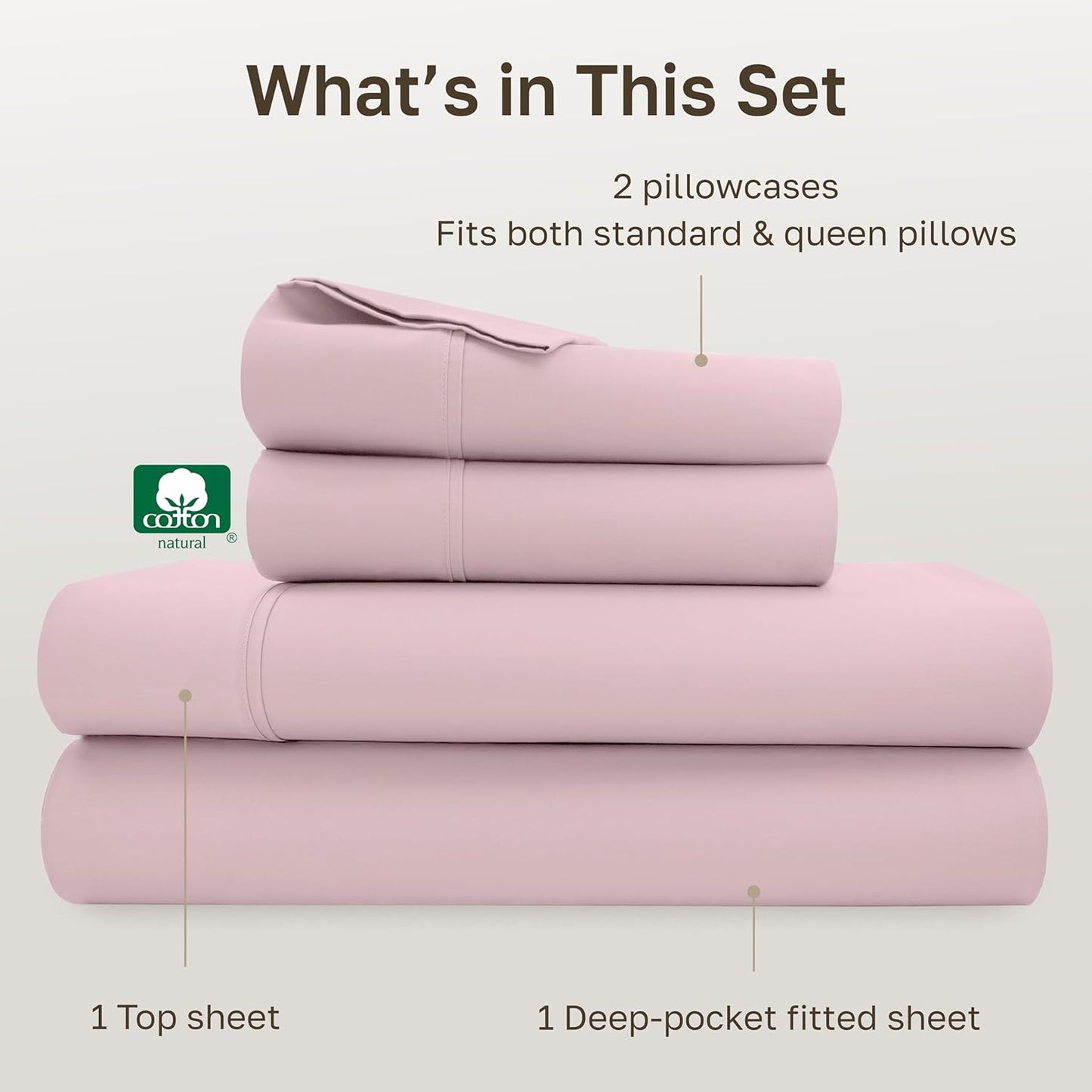 California Design Den Soft Queen Size 100% Cotton Sheet Sets, 400 Thread Count Good Housekeeping Award Winner, Silky Smooth Sateen Weave with Deep Pockets, Durable Queen Bed Sheet Set - Pink