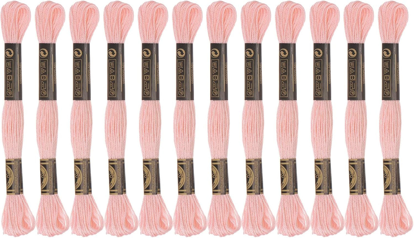 HARFINGTON 12 Skeins Embroidery Floss 8m Each Egyptian Long Fiber Cotton Cross Stitch Thread 26S/2x6 for Embroidery Projects Bracelet, Peach