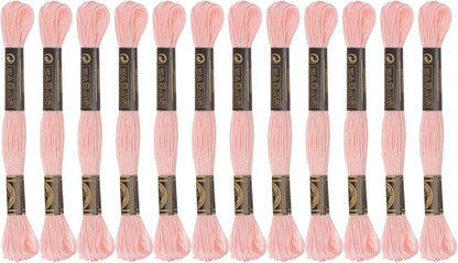 HARFINGTON 12 Skeins Embroidery Floss 8m Each Egyptian Long Fiber Cotton Cross Stitch Thread 26S/2x6 for Embroidery Projects Bracelet, Peach