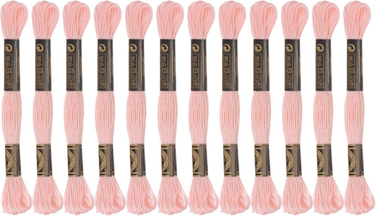 HARFINGTON 12 Skeins Embroidery Floss 8m Each Egyptian Long Fiber Cotton Cross Stitch Thread 26S/2x6 for Embroidery Projects Bracelet, Peach