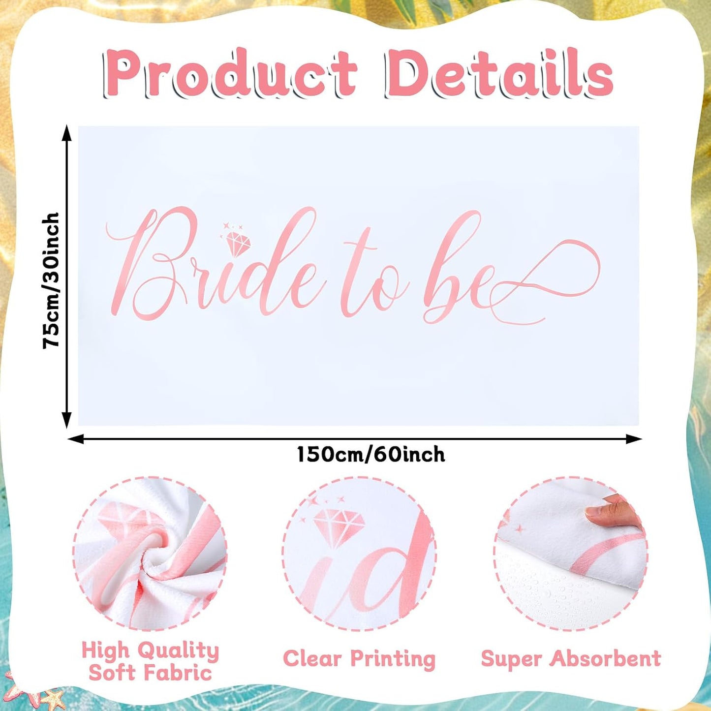Bride Diamond Ring Pool Float & Towel Set Bachelorette Party Decoration Inflatable Diamond Pool Float Bridal Shower Gift Engagement Party Favors Swimming Tube River Wedding Photo Prop (Pink Glitter)