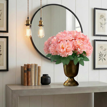 Peonies Artificial Flowers, 2 Bouquets of 7-Heads Silk Artificial Peonies with Flexible Stems, Faux Peonies for Home & Wedding Decor, Table Centerpieces, Floral Arrangement (2, coral pink)