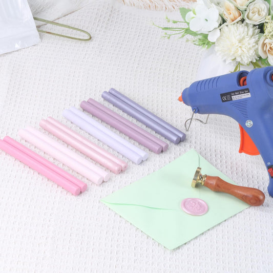 Sealing Wax Sticks, WASOHLING 12 Pcs Wax Seal Sticks for Wax Seal Stamp, 6 Colors Glue Blue Kit for 0.43'' Full Size Glue Gun (Pink Series)