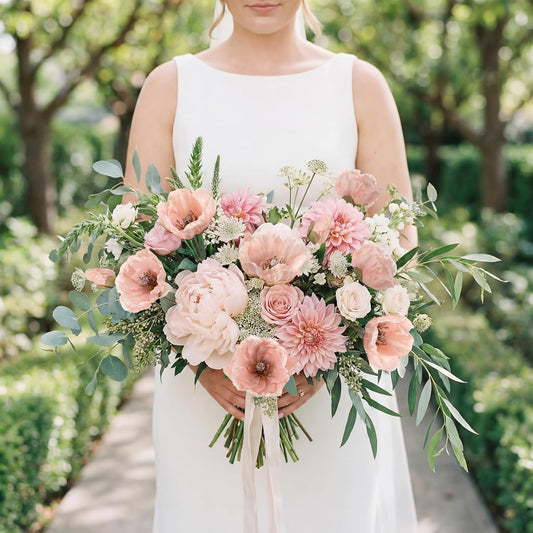 6Pcs Fake Poppy Artificial Flowers Pink Faux Silk Spring Flowers with Long Stems for Bridal Wedding Bouquets Floral Arrangements Centerpiece Table Home Party Decorations (Pink)