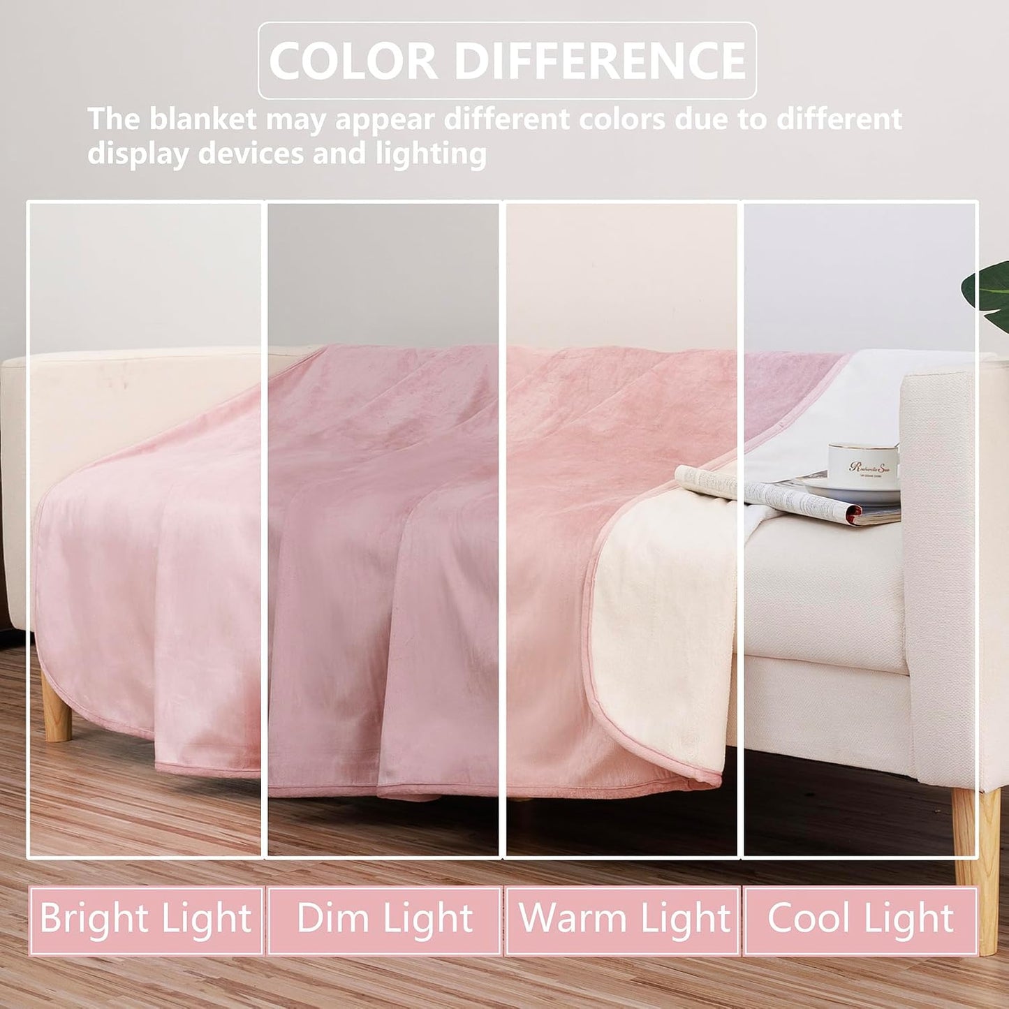 Waterproof Dog Blanket for Couch, Reversible Pet Throw Blankets Leak Proof Sofa Bed Protector for Furniture Machine Washable-68x82,Pink+Cream