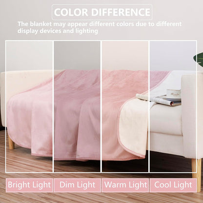 Waterproof Dog Blanket for Couch, Reversible Pet Throw Blankets Leak Proof Sofa Bed Protector for Furniture Machine Washable-68x82,Pink+Cream