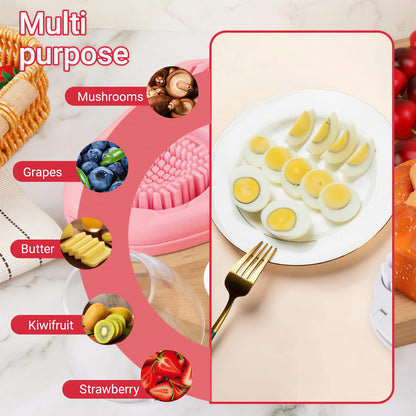 3 Slice Modes Egg Slicer for Hard Boiled Eggs, Stainless Steel Egg Cutter, 3-in-1 Kitchen Chopper Tool, Pink