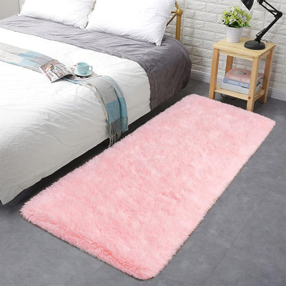 ISEAU Fluffy Runner Rug for Bedroom Dorm, College, Apartment, Plush Area Rugs, Shag Carpet with Rubber Backing Non Slip, Comfy Nursery Mat Bedside Mats for Girls Kids Room Home Decor, 2ft x 6ft, Pink